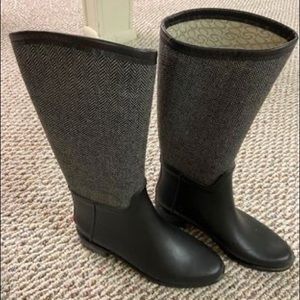 Chooka saddle herringbone tall black rain boots - women’s size 8